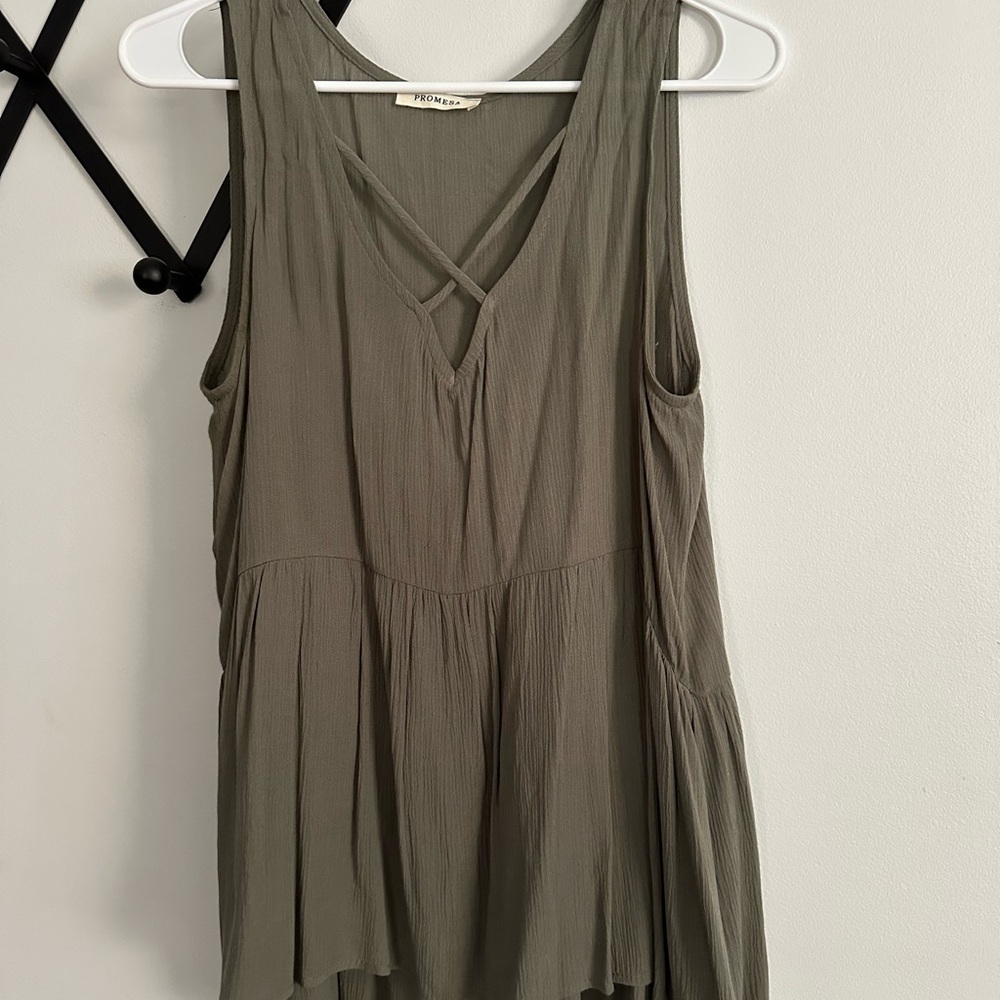 Promesa Olive Green Sleeveless Tank Top